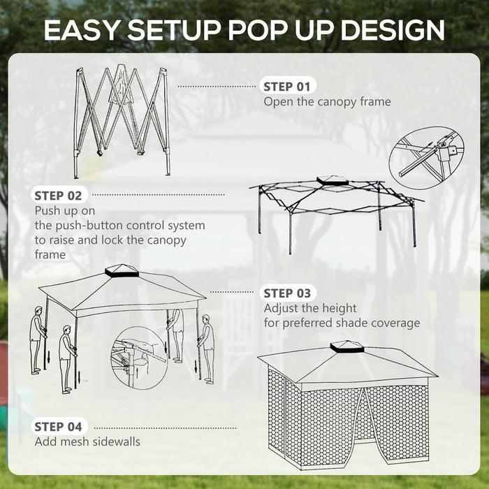 Premium Outsunny Garden Folding Tent - Heavy Duty Pop Up Gazebo for Parties, Weddings & Events - Cream