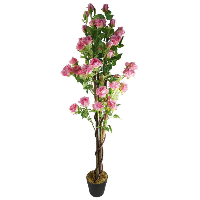 Premium 150cm Artificial Pink Rose Tree, Lifelike Quality, Perfect for Any Space