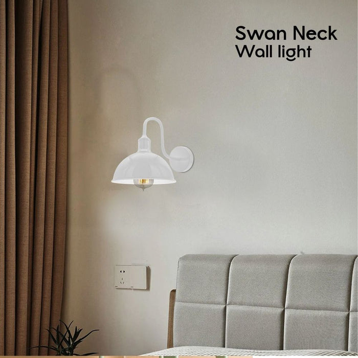 Modern Industrial Swan Neck Metal Arm E27 Sconce Wall Light Set Fixture for Living Room Dining Room Kitchen.