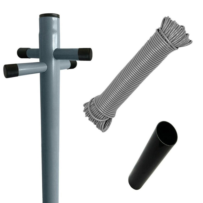 Premium 2.4m Clothes Post, Industrial Strength, Grey Tube, Easy to Install