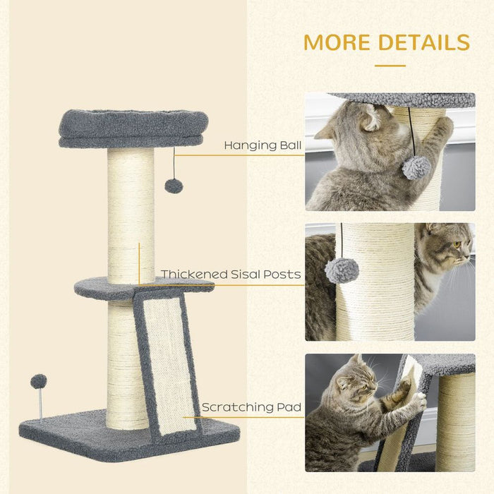 Ultimate Indoor Cat Tree Tower: Scratching Posts, Pad, Toy Ball, Dark Grey