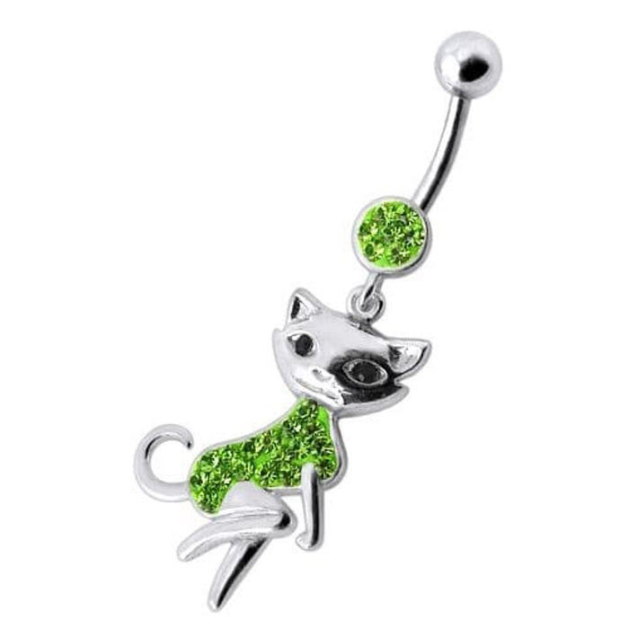 Dancing Cat Dangling Belly Ring