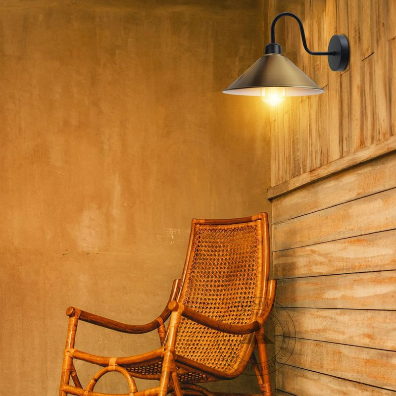 Vintage Yellow Brass Wall Light Fixture, Black Wall Sconce E27 Base - High Quality, Elegant Design - Perfect for Indoor Lighting