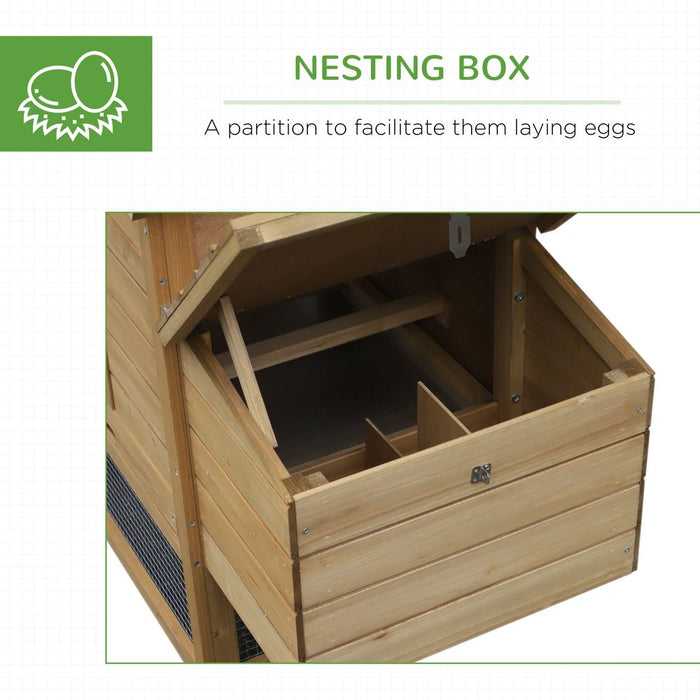 Small Chicken Coop Hen Cage Nesting Box Outdoor Run Wood Color 150.5 x 54 x 87cm