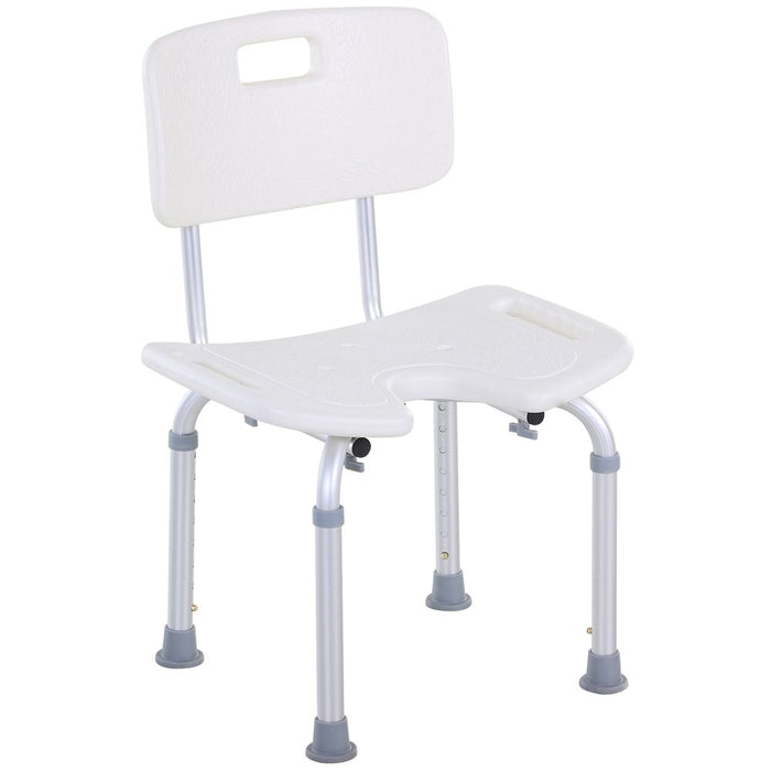 HOMCOM 8-Level Height Adjustable Bath Stool Spa Shower Chair Aluminum w/Non-Slip Feet, Handle for the Pregnant, Old, Injured