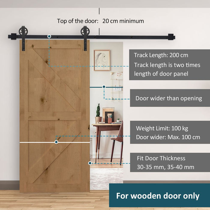 Transform your space with our high-quality 6.6 ft Sliding Barn Door Hardware Kit