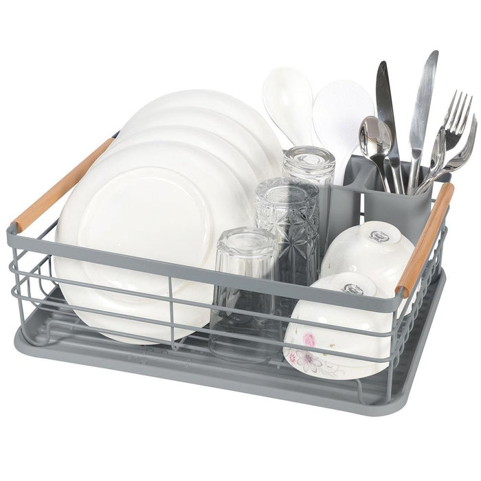 VINSANI DELUXE DISH RACK - Stainless Steel, Water & Rustproof, Removable Tray - Space Saving Kitchen Organizer