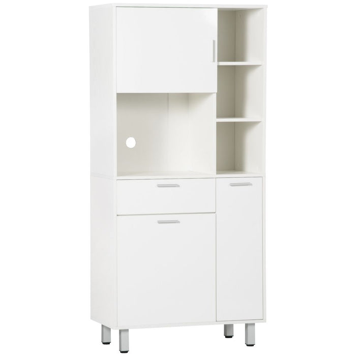 Kitchen Cupboard, Storage Cabinet with Shelves and Drawer, 166cm, White