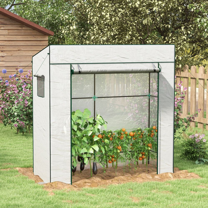 Outsunny Walk-in Garden Green House  Large Roll-up Door and 2 Mesh Windows White