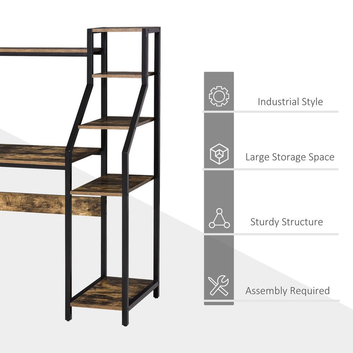 Rustic Industrial Computer Desk 6 Tier Storage - High Quality - Buy Now!