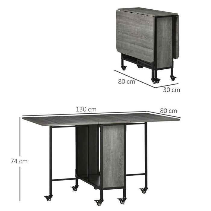 Space-Saving Mobile Drop Leaf Dining Table | Extendable Foldable Kitchen Table