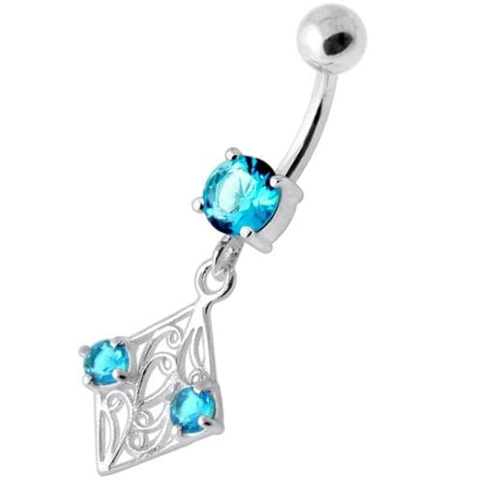 Fancy Jeweled Dangling Navel Bar