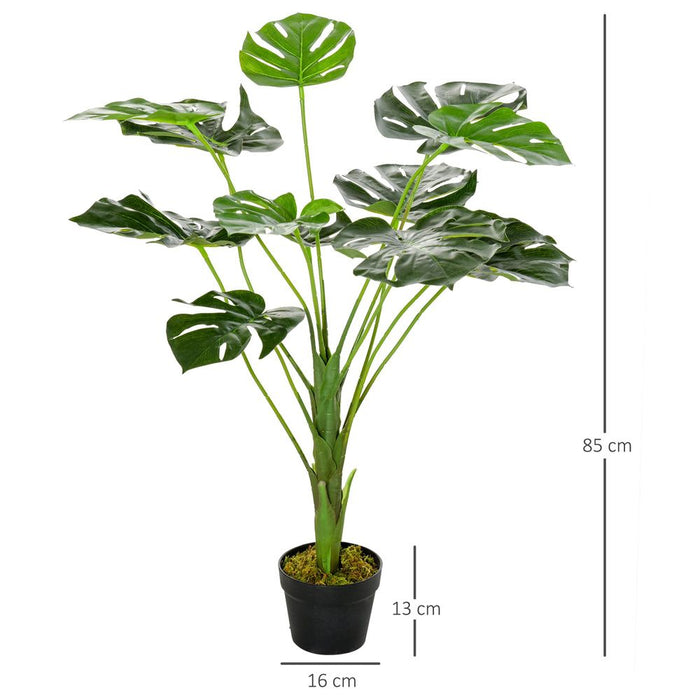 Realistic Artificial Monstera Tree - 13 Leaves, 85cm Tall - No Maintenance, Quality Plastic - Perfect for Home & Commercial Areas