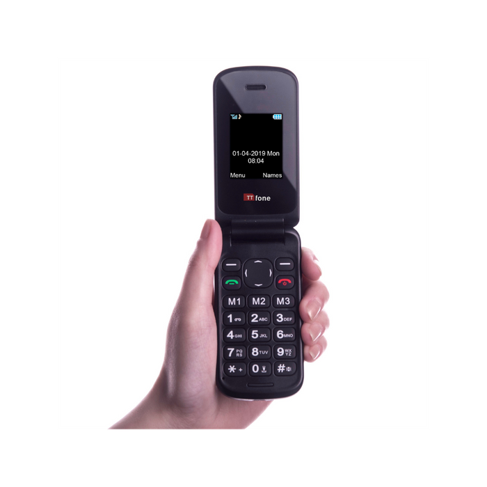 TTfone TT140 Red Flip Phone | USB Cable | Giff Gaff Pay As You Go