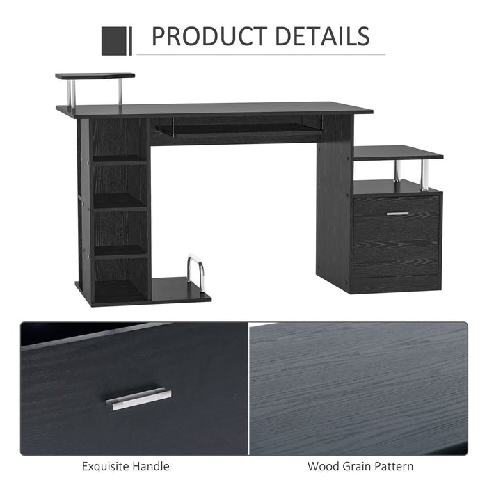 Premium Wood Computer Desk: Sleek Workstation with Drawer & Shelf - Ideal for Home Office - High Quality & Elegant Design