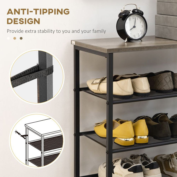 HOMCOM 8-Tier Shoe Rack: 21-24 Pair Shoe Storage Shelf for Entryway - Sturdy, Metal Construction