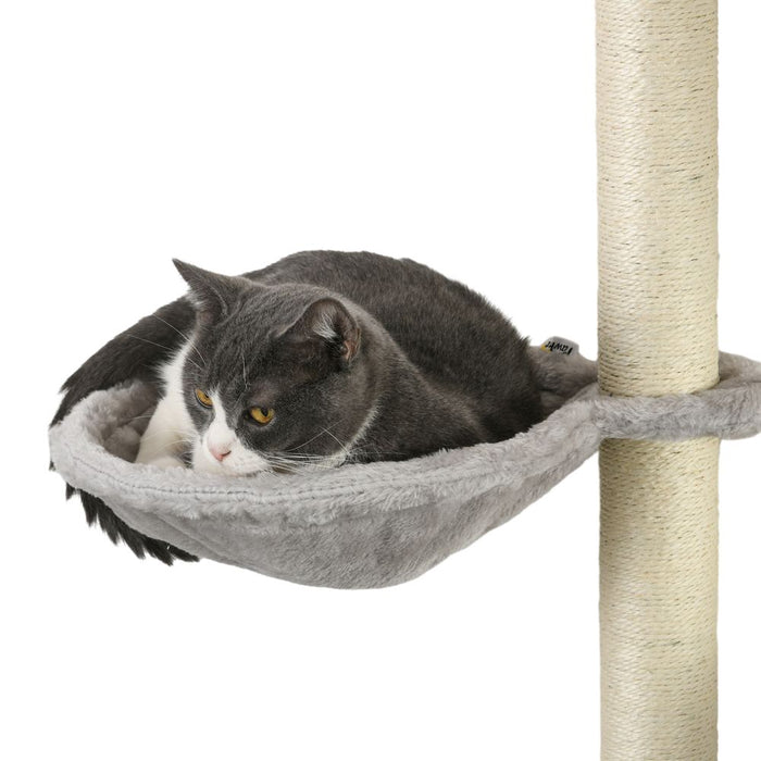 PawHut 4PCs Cat Furniture Set: Wall Hammock, Ladder, Platforms, Steps - Grey