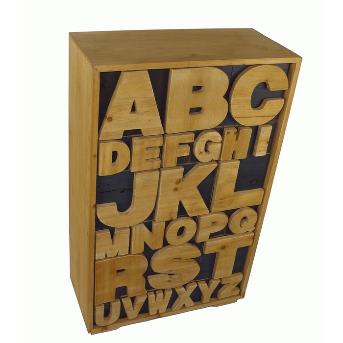 Modern Alphabet Cabinet - 54 x 26 x 89cm - Stylish Storage Solution - Geko Products - Firwood