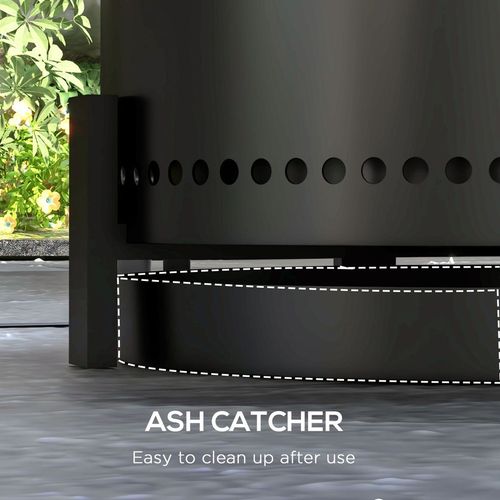 Outsunny 37cm Smokeless Wood Burning Firepit Metal Fire Pit, Black