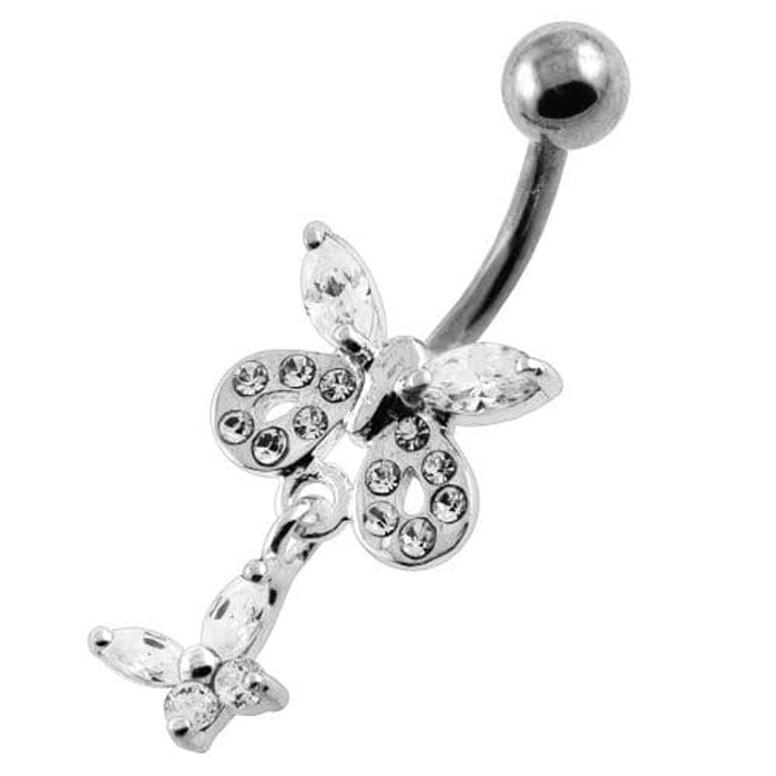 Jeweled Tiny Butterfly Belly Button Piercing