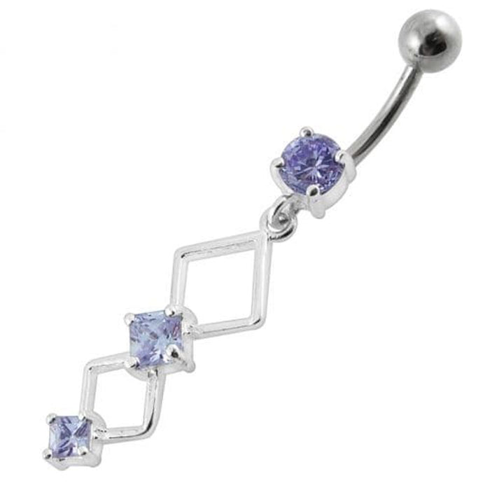 Fancy Jeweled Dangling Curved Bar Navel Ring Body jewelry