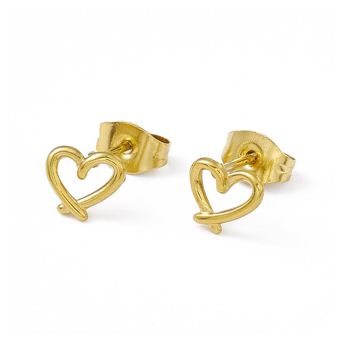 Small Gold Heart Stud Earrings | Ideal Birthday or Christmas Gift