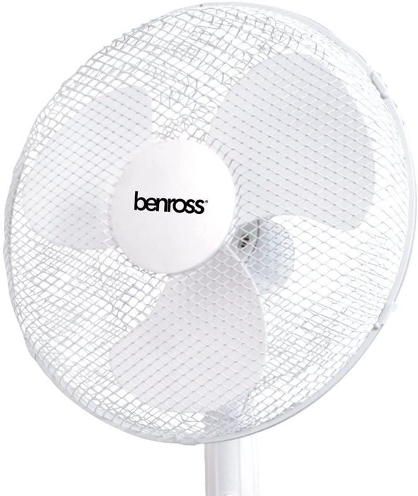 Benross 16" 3-Speed Stand Fan - Oscillating & Tilting Head - White