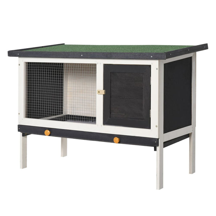 PawHut Wooden Rabbit Hutch Bunny Cage Openable Roof for Outdoor 90 x 45 x 65 cm