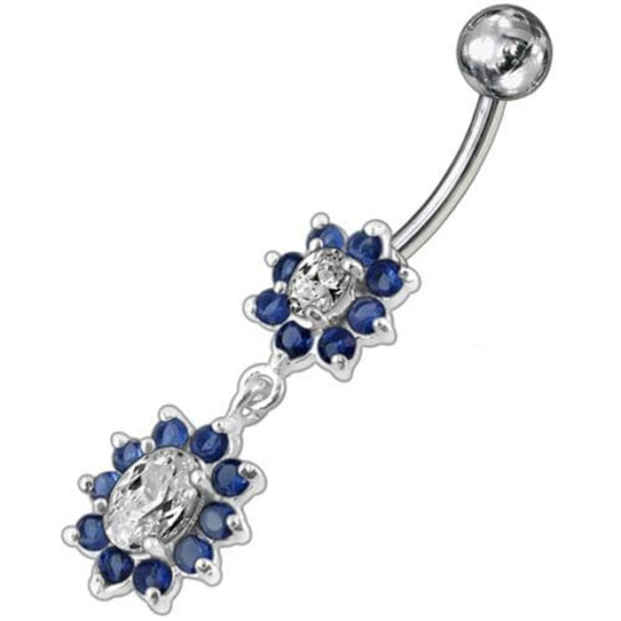 Fancy Double Flowered  Dangling Navel Ring