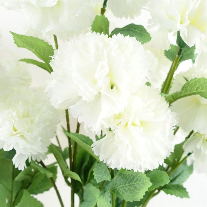 Premium Quality Pack of 6 White Carnation Stems - 70cm - 24 Silk Flowers