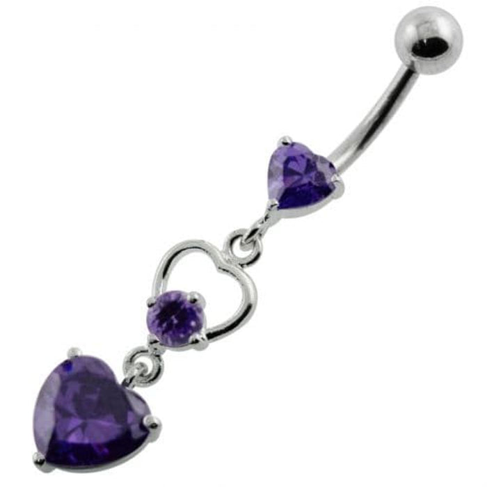 Jeweled Heart Cutout Navel Belly Piercing