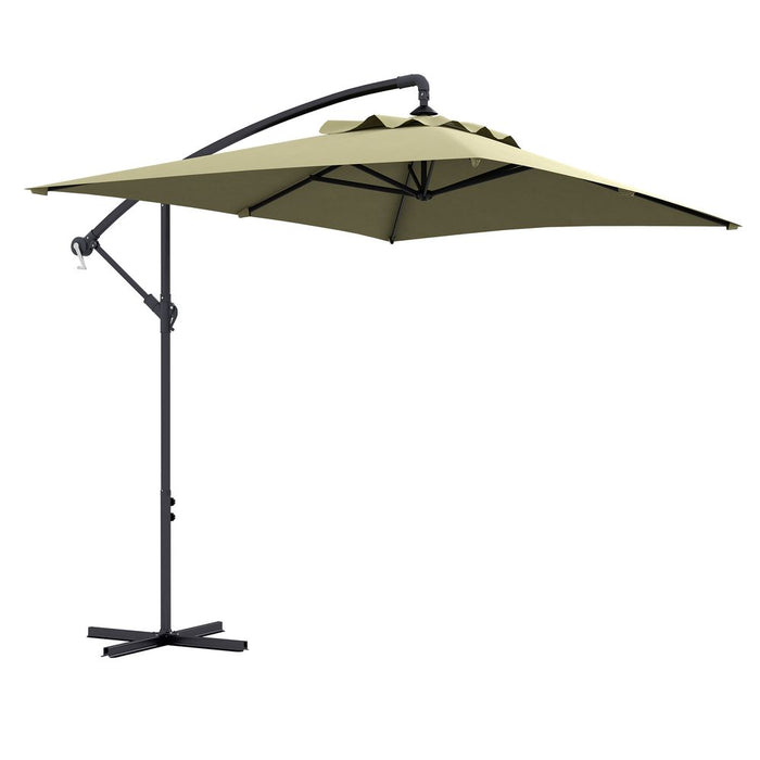 Premium Outsunny 3m Cantilever Parasol - Cross Base, Crank Handle, 6 Ribs, Beige - High-Quality Shade Solution