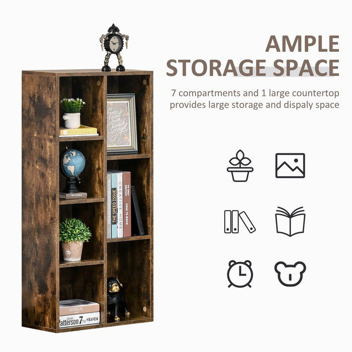 Rustic Brown Bookcase: Industrial Display Cabinet w/ Cube Storage - High Quality & Durable