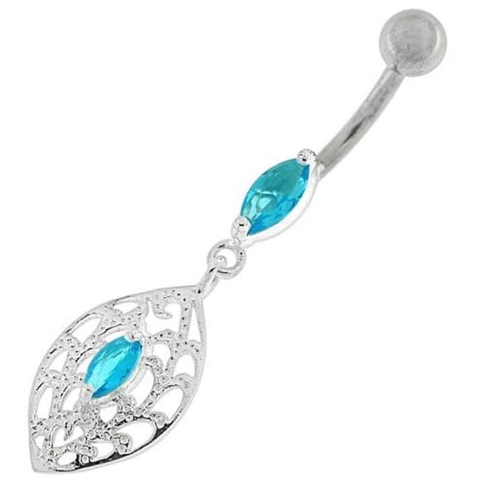 Fancy Ellipse Shape Dangling Belly Ring