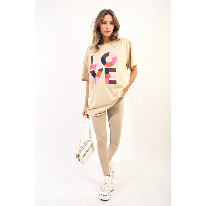 Oversized Love Slogan Print Top - Spread Love and Style!