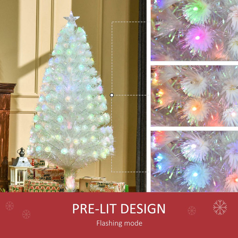 5 Feet Prelit Artificial Christmas Tree with Fiber Optic LED Light White