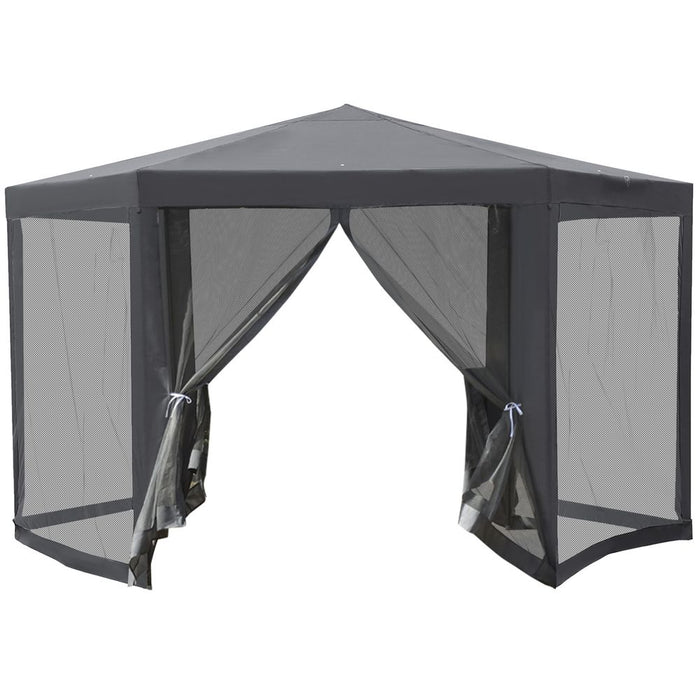 Garden Hexagonal Gazebo Outdoor Canopy Patio Party Tent Grey Outsunny