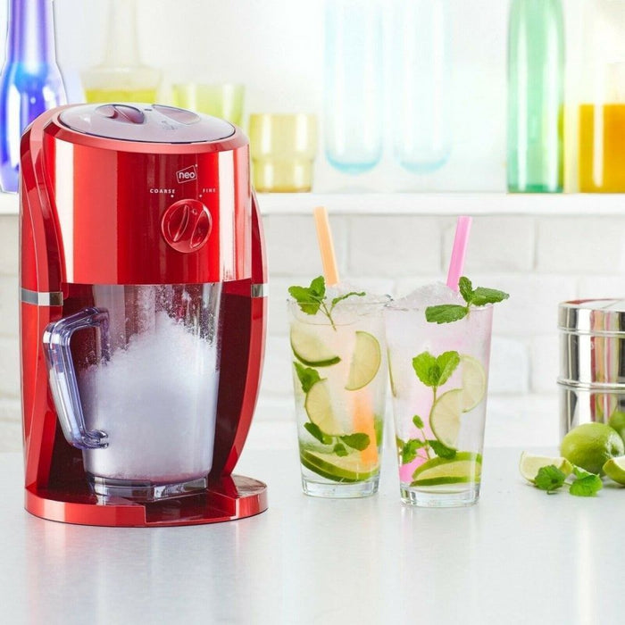 Ice Crusher Slush Machine - Perfect for Slushies, Cocktails & More. 2 Grinder Settings, Built-In Stirrer & Stylish Retro Design