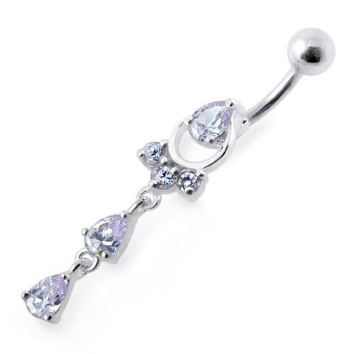 Fancy Jeweled Pear Shape Dangling Belly Ring