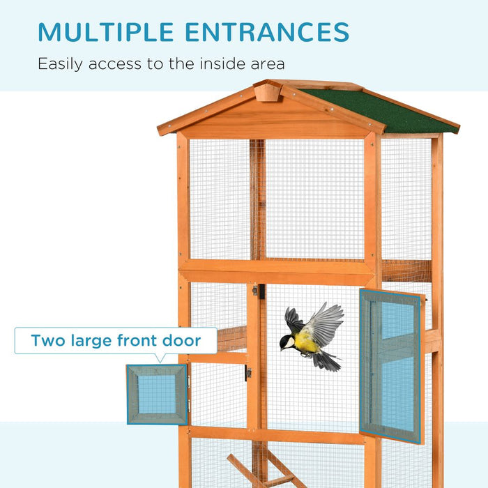 PawHut Wooden Bird Cage Birds Parrot Playing Zone Budgie Canary Parakeet Aviary House New