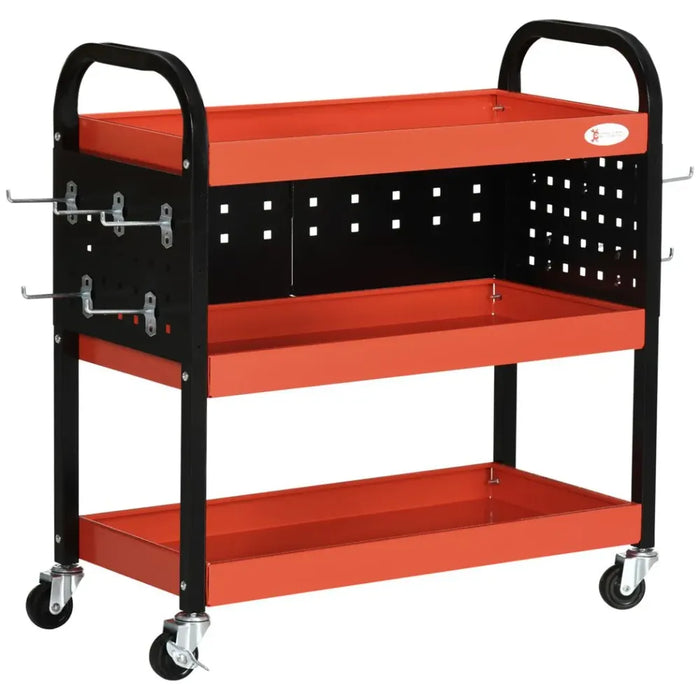 3 Tier Rolling Tool Cart Steel Mobile Service Utility Cart for Garage Mechanics