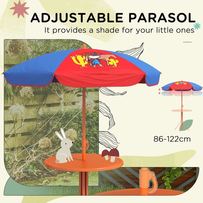 Cowboy-Themed Kids Bistro Table & Chair Set - Adjustable Parasol - Quality Guarantee