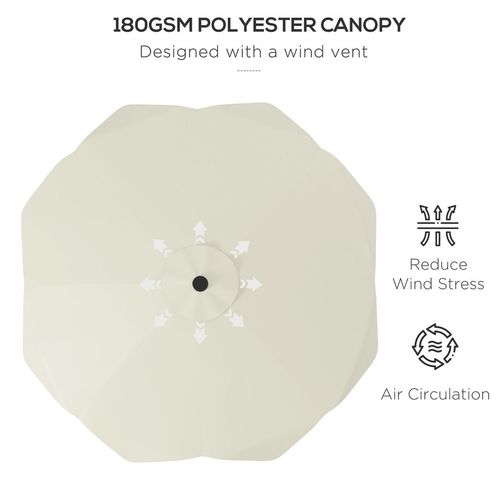 Outsunny Garden Parasol Umbrella with LED Lights and Tilt, Table Umbrella