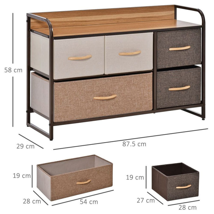 5-Drawer Storage Tower Dresser | Wood Top, Steel Frame | Storage Organizer - High Quality & Easy Assembly