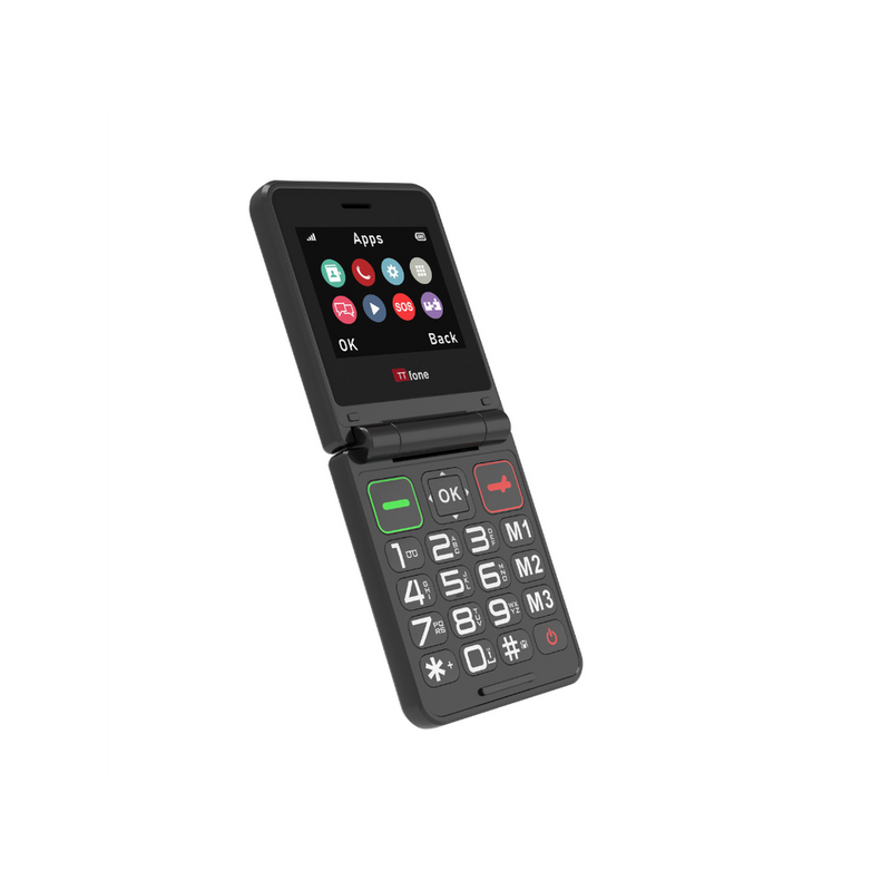 TTfone TT660 Flip Big Button Mobile with GiffGaff Pay As You Go SIM, USB C Mains Charger