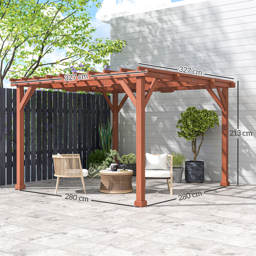 Outsunny 3.3 x 3.3(m) Wooden Pergola Kit, Graden Pergola Gazebo