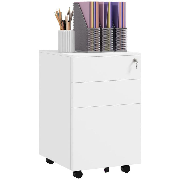 Vinsetto Steel File Cabinet with Lock Hanging Bar for Letter A4 Legal Size White