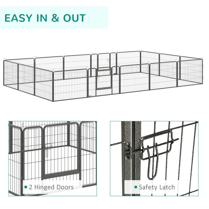 Heavy Duty 16 Panel Dog Pen - 60H cm - 2 Doors - Playpen for Dogs - Top Quality