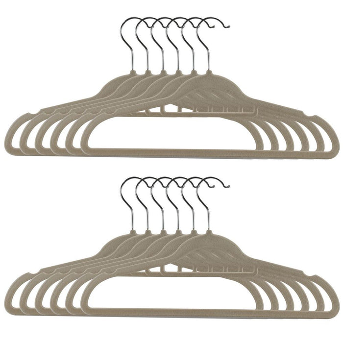 10x10 Adult Grey Velvet Flocked Hangers - Space Saver, Non Slip - 100 Hangers - DGI-4020