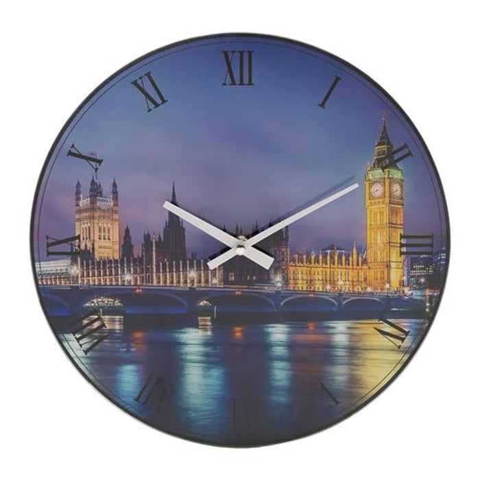 Hometime Glass Wall Clock 30cm House of Parliament Design